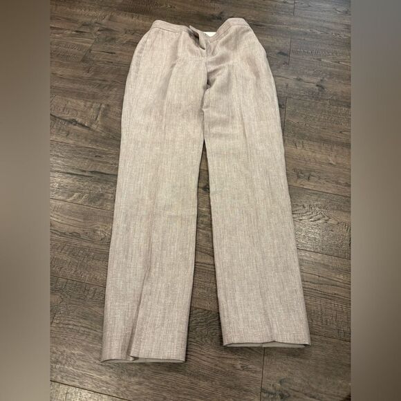 REISS Beige Straight-Leg Trousers - Picture 1 of 4